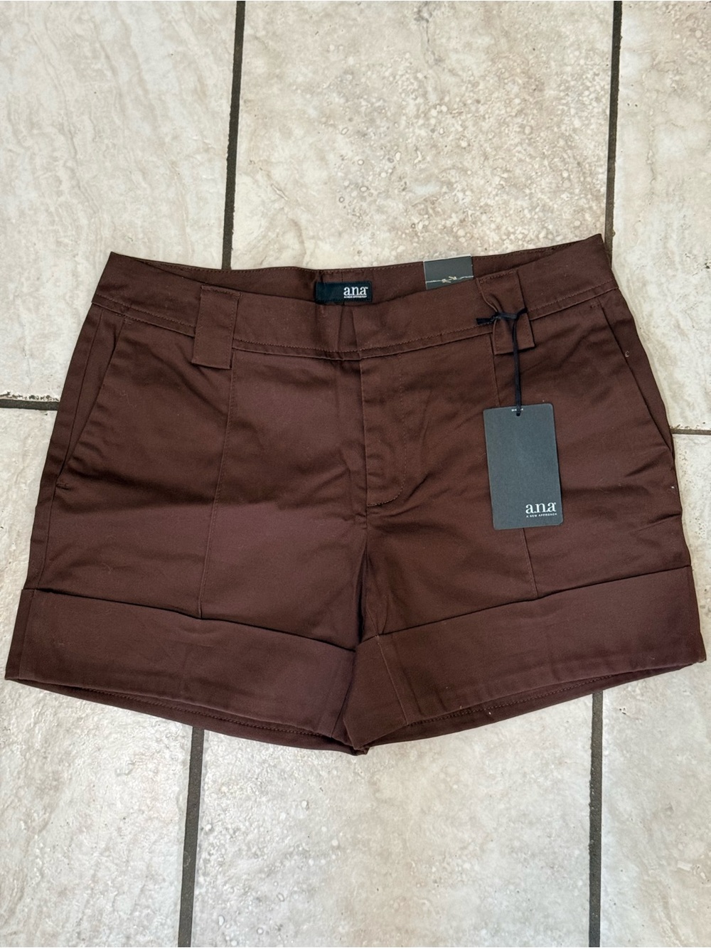 a.n.a Brown Twill Cuffed Bermuda Shorts